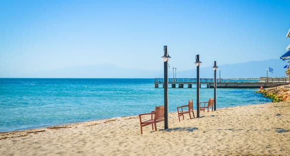 Photo of beautiful Paralia Katerini beach, Greece.