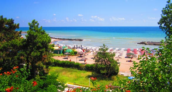 Landscape with Saturn beach at Black Sea Coast, Mangalia,Romania