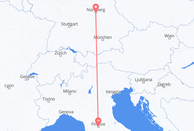 Nürnberg nach Florenz