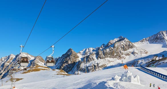 photo of snow fort in mountains ski resort Innsbruck Austria, nature and sport background.