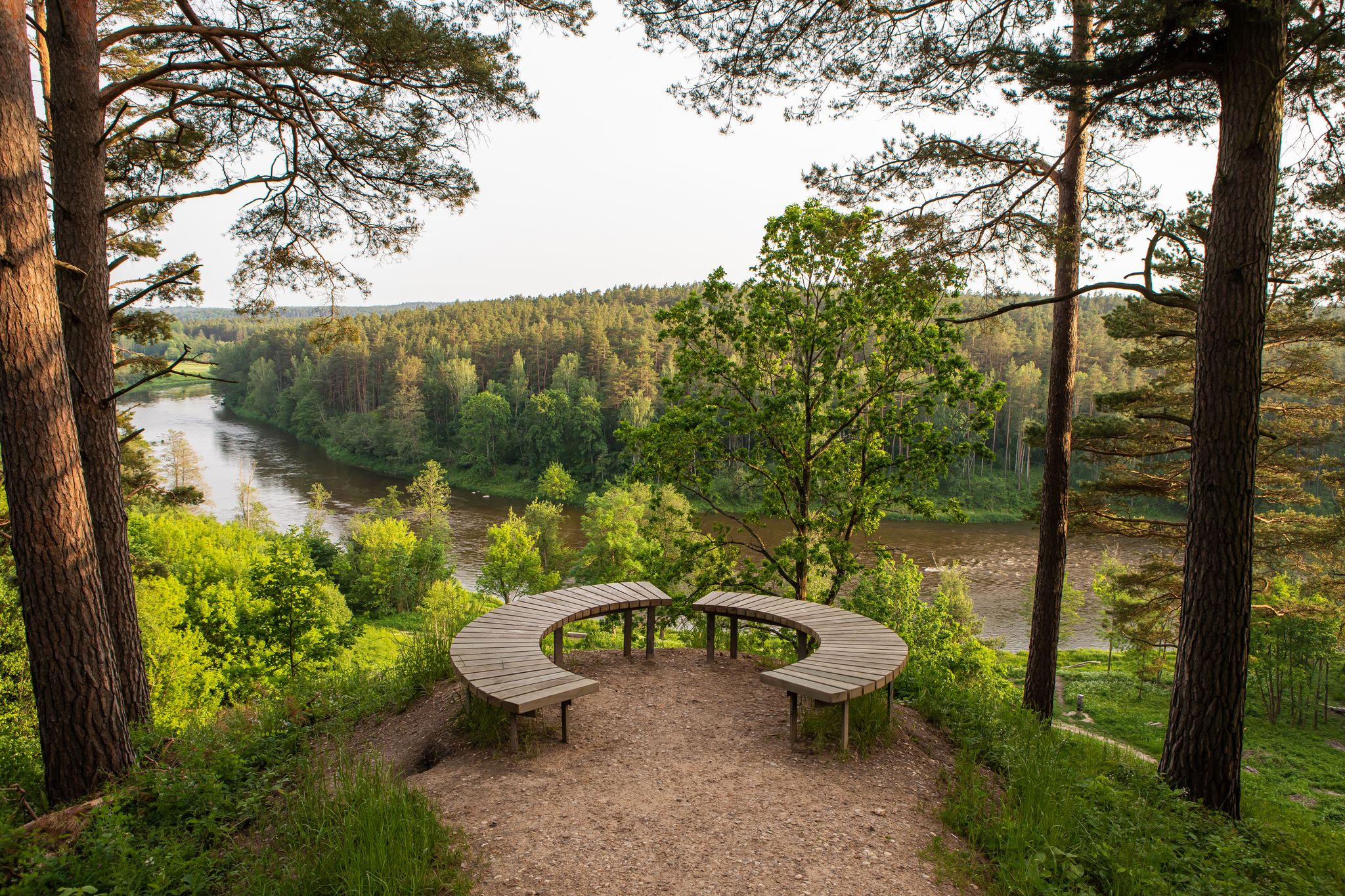 photo of neris river as seen from the hill fort of naujoji reva in silenai cognitive park near vilnius, Lithuania. This touristic nature trail is a part of neris regional park.