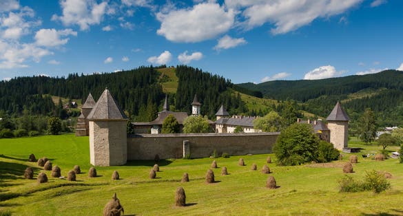 Sucevita Monastery in summer.
