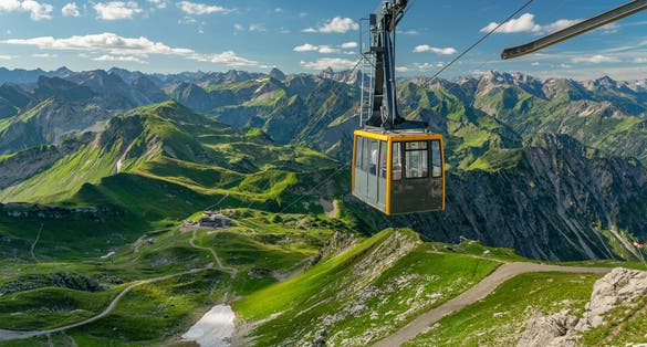 Photo of Nebelhorn Cable Car in the Bavarian Alps above Oberstdorf, Germany .