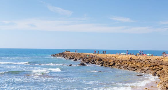 Tourism in spain. View of beach in Rota, Cadiz, Spain.