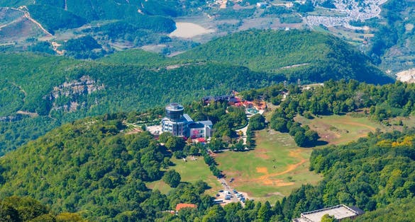 photo of view ofAerial view of upper station of Dajti ekspres cable car in Albania.
