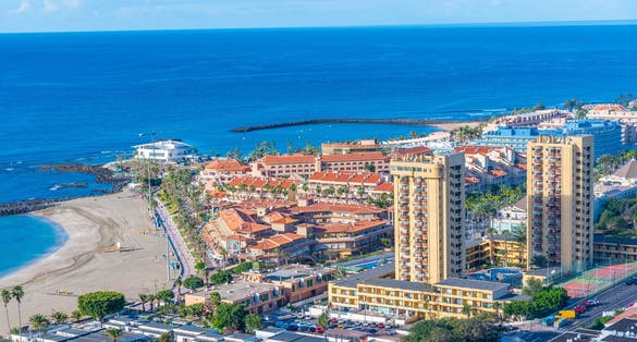 Aerial view of Los Cristianos at Tenerife, Canary Islands, Spain.