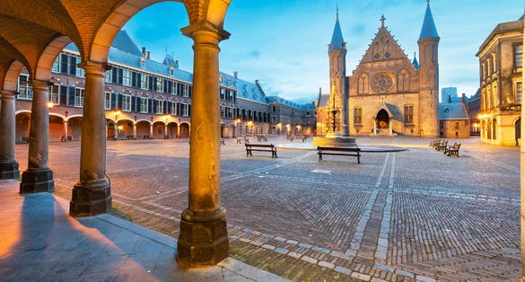 The Hague, Netherlands at the square of the Binnenhof during morning time.