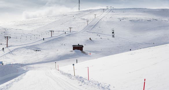 Photo of ski lift and ski slopes at fell of Ylläs, Finland.