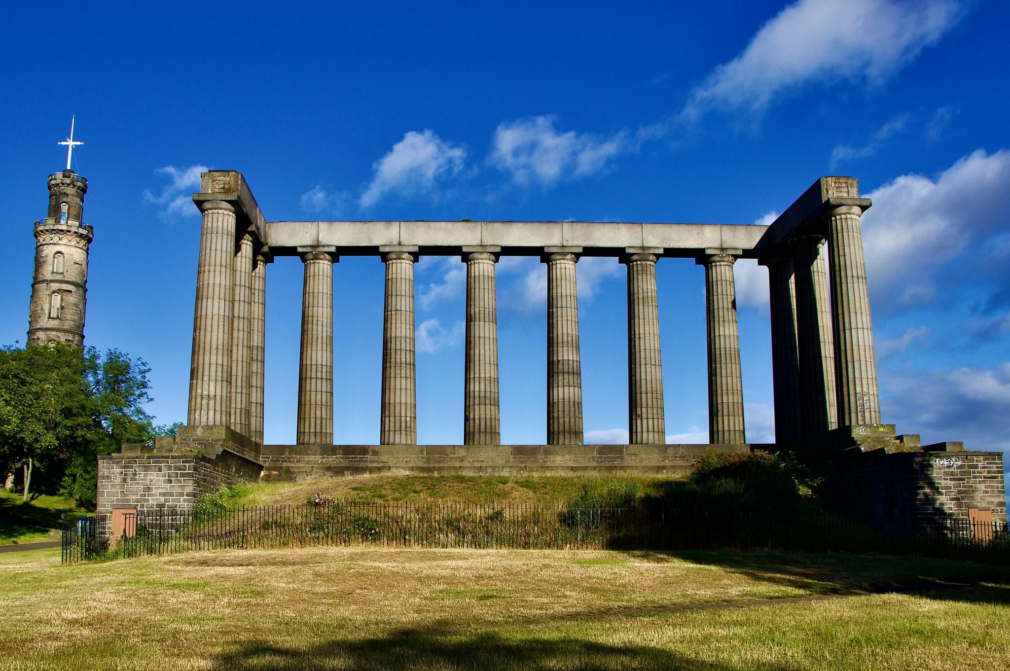 Photo of National Monument of Scotland on Calton Hill Edinburgh .