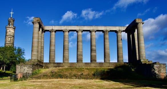 Photo of National Monument of Scotland on Calton Hill Edinburgh .