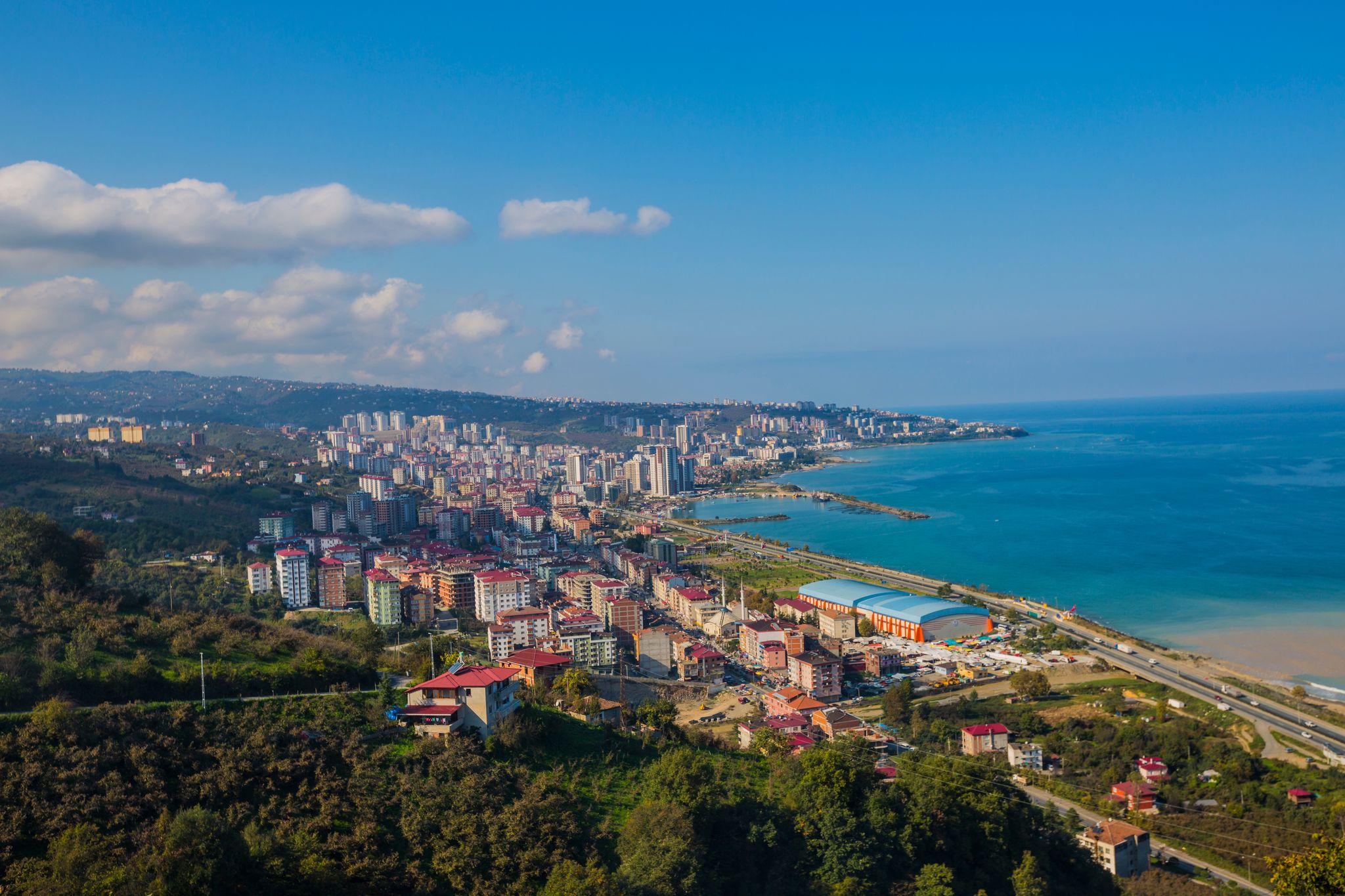 Photo of aerial view of Trabzon Yomra district from above, Turkey.