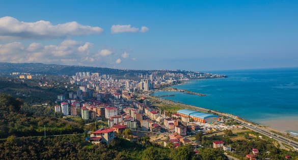 Photo of aerial view of Trabzon Yomra district from above, Turkey.