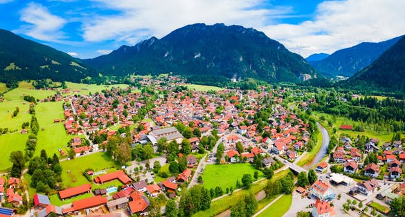 photo of ariel view of Garmisch-Partenkirchen, Germany.