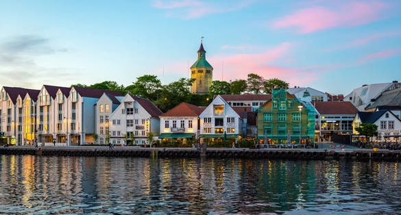 Stavanger, Norway;  An aerial view of the harbour, Stavanger, Norway .