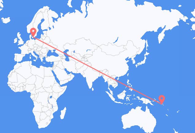 Honiara to Copenhagen