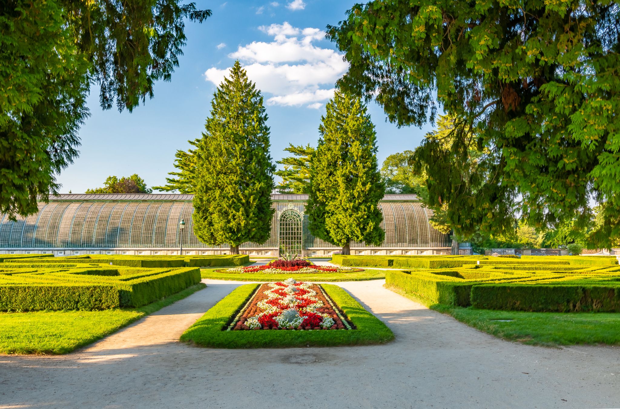 Photo of beautiful formal garden near the Lednice castle, Czech Republic.