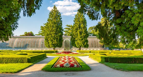 Photo of beautiful formal garden near the Lednice castle, Czech Republic.