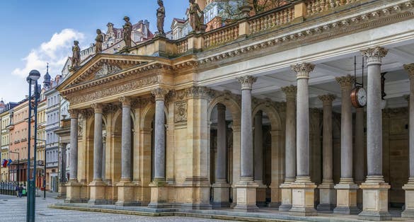 Photo of Mill Colonnade is a large colonnade containing several hot springs in the spa town of Karlovy Vary, Czech republic.