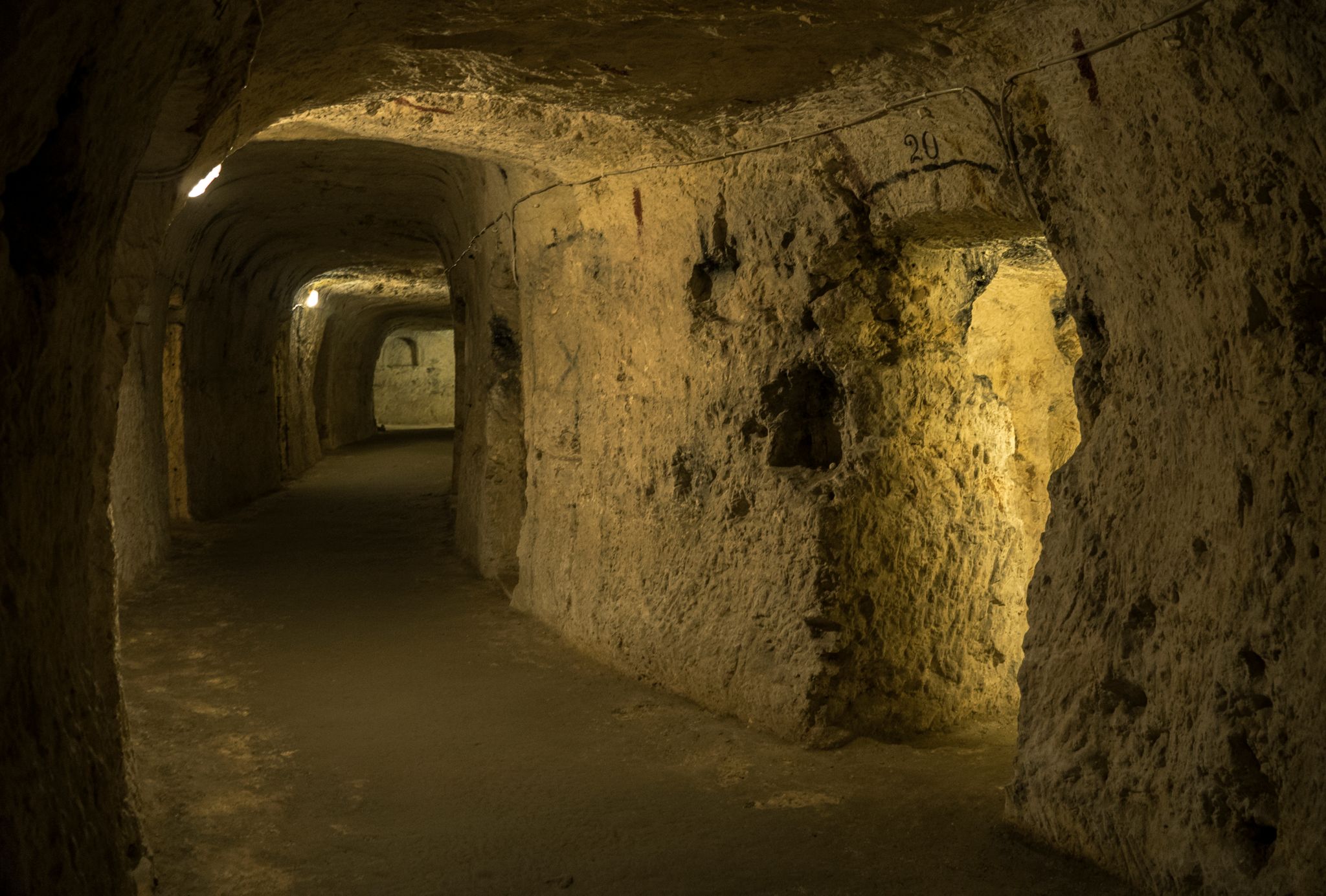 Photo of corridors inside St. Paul's Catacombs in Rabat, Malta.
