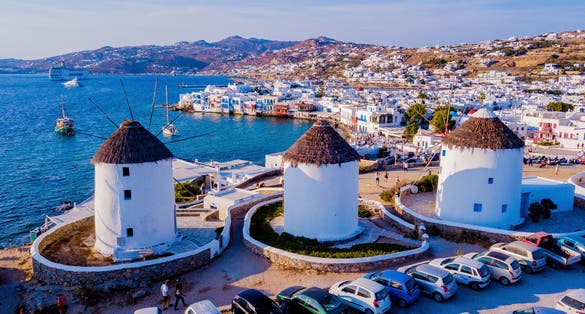 Photo of Mykonos Windmills at Sunset.