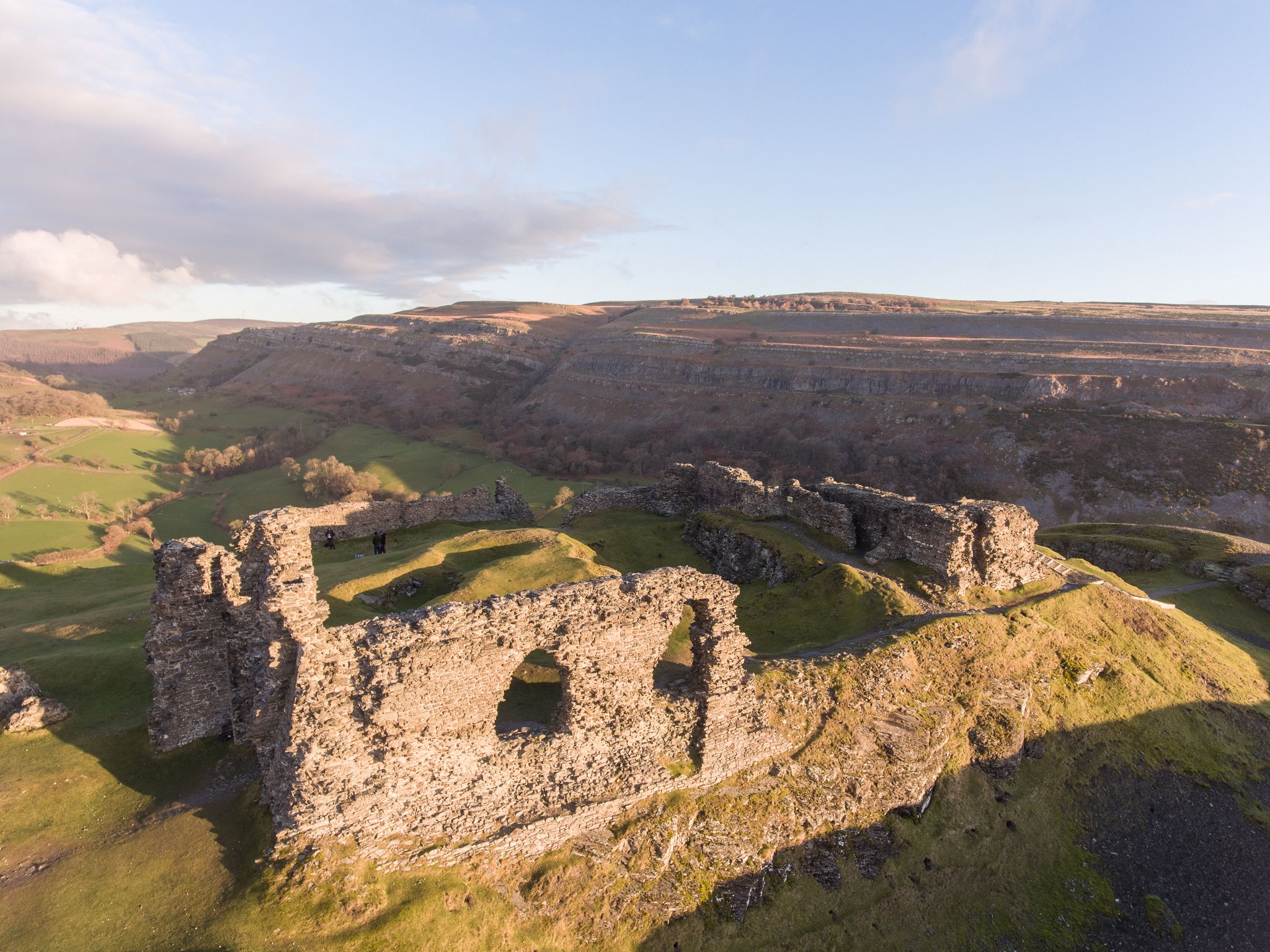 Photo of aerial view of the remains of Castell Dinas Bran near Llangollen, Denbighshire, Wales, UK.