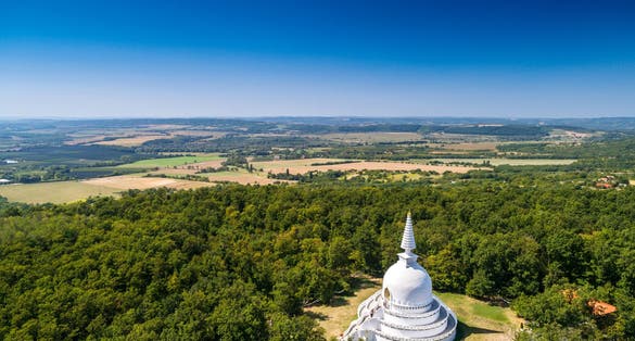 photo of aerial view of Friedens-Stupa Zalaszántó, Zalaszántó, Hungary.