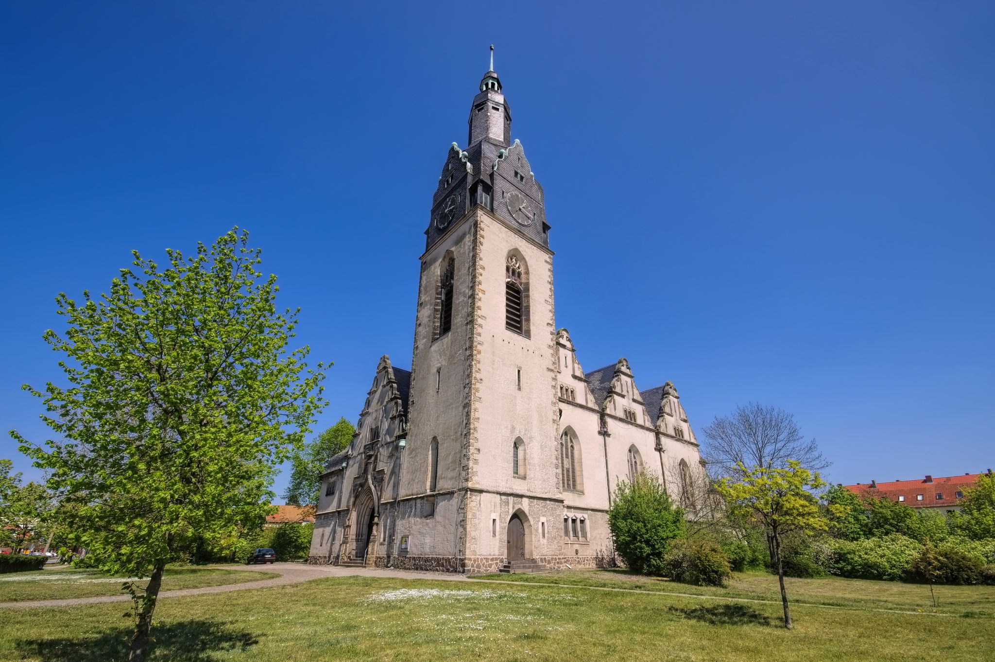 Photo of the gothic church in the east of the town Wittenberg, Germany.
