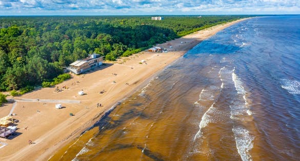 Panorama view of a beach in Jurmala, Latvia.