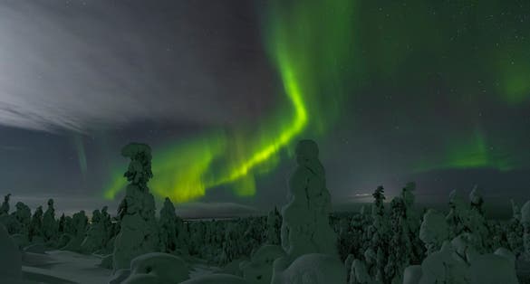 Photo of Norther lights in Luosto, finish Lapland, Finland.
