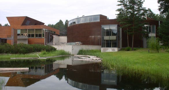 Lusto's main building on the right and the extension on the left.