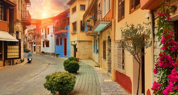 Photo of Ioannina city old tranditional pedestrian street called Soutsou in greece.