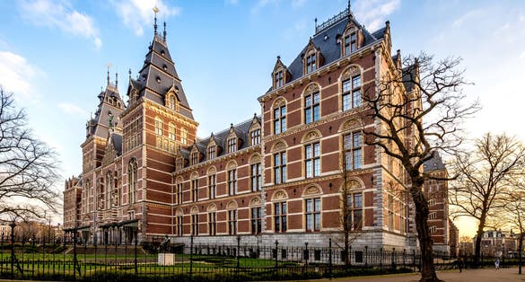 Photo of beautiful view of the Rijksmuseum famous building in Amsterdam, Netherlands.