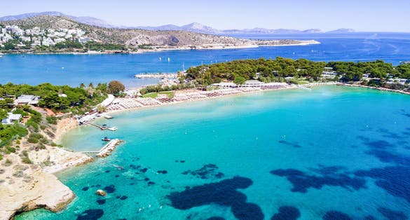 Photo of famous Astir Beach in south Athens, Vouliagmeni, Greece.