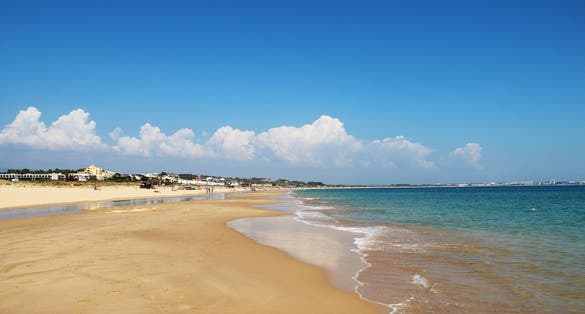 Meia Praia beach in Lagos, Algarve, Portugal.