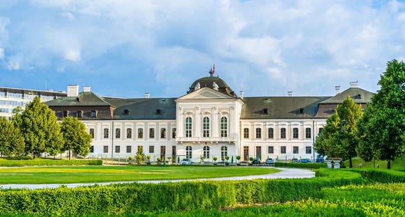 Photo of Bratislava, Slovakia: Grassalkovich palace, the presidential palace, official residence of the president of Slovakia; a Rococo late Baroque summer palace with a garden.