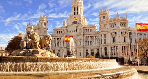 Photo of the famous Cibeles fountain in Madrid, Spain.