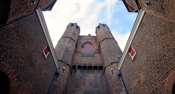 photo of shot from inside the gate at Amsterdamse Poort, Haarlem in Netherlands.