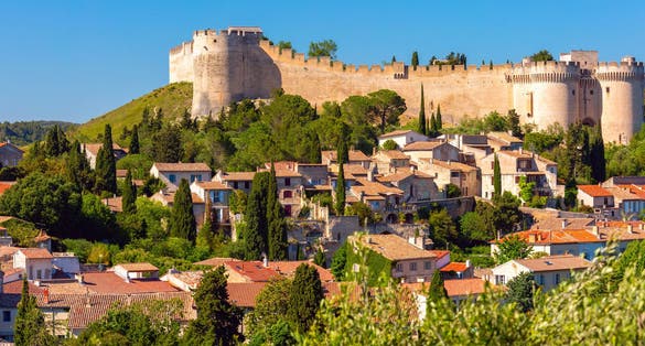 Medieval 14th-century fortress Fort Saint-Andre on Mont Andaon, Villeneuve-les-Avignon, France
