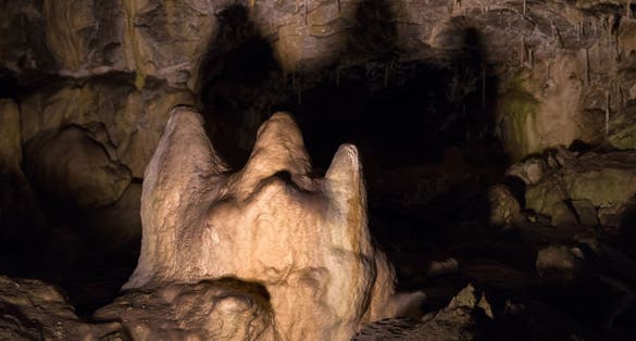 Photo of VAZEC, SLOVAKIA - NOVEMBER 25: Stalagmite in Vazecka cave on November 25, 2018 in Vazec .