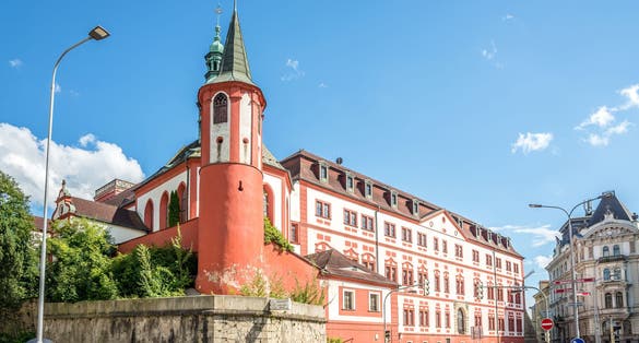 View at the Liberec castle in the streets of Liberec town in Czech Republic