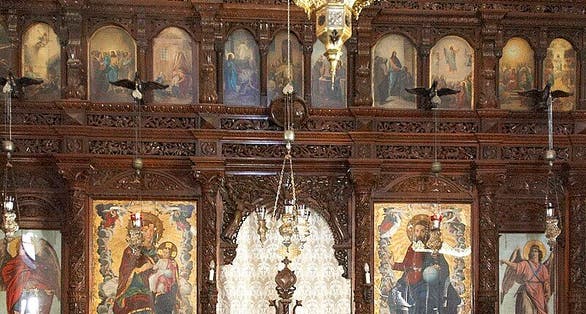 photo of view of interior Ιερά Μονή Αρκαδίου, Greece.