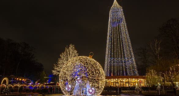Photo of Christmas lights in Tivoli Friheden, Aarhus, Denmark.