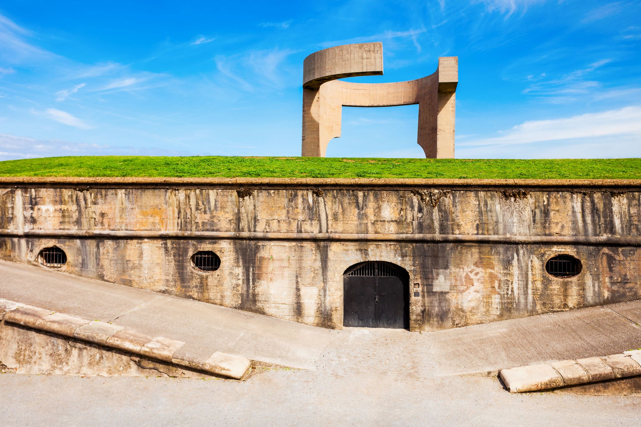 Photo of The Eulogy to the Horizon or Elogio del Horizonte monument is a one of the most known symbols of Gijon in Asturias, Spain.
