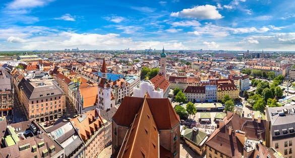 Photo of panoramic aerial view of Munich, Germany in a beautiful summer day.