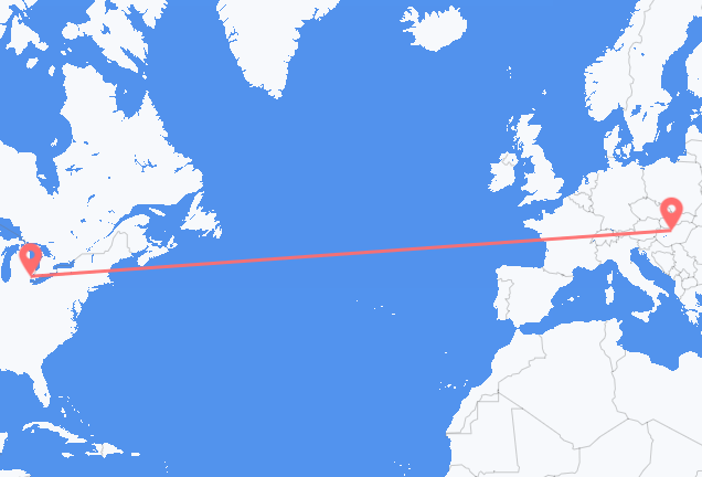 底特律 (伊利諾伊州) 到布达佩斯