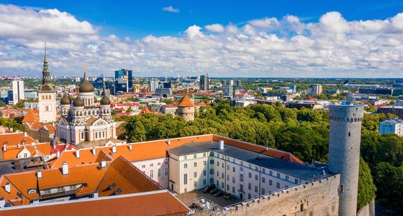 Photo of aerial view ancient of Toompea castle in old town of Tallinn, Estonia.