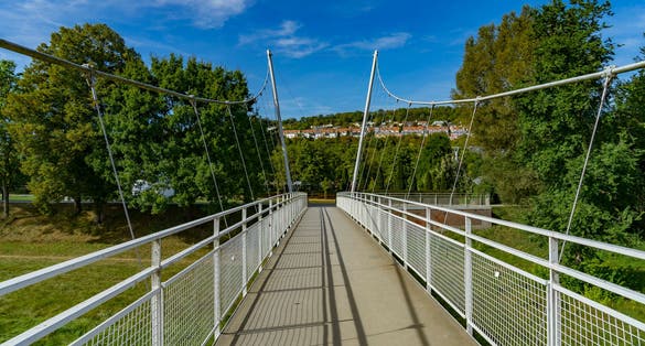 Photo of Summer View from Enzauenpark Bridge in Pforzheim, Germany.