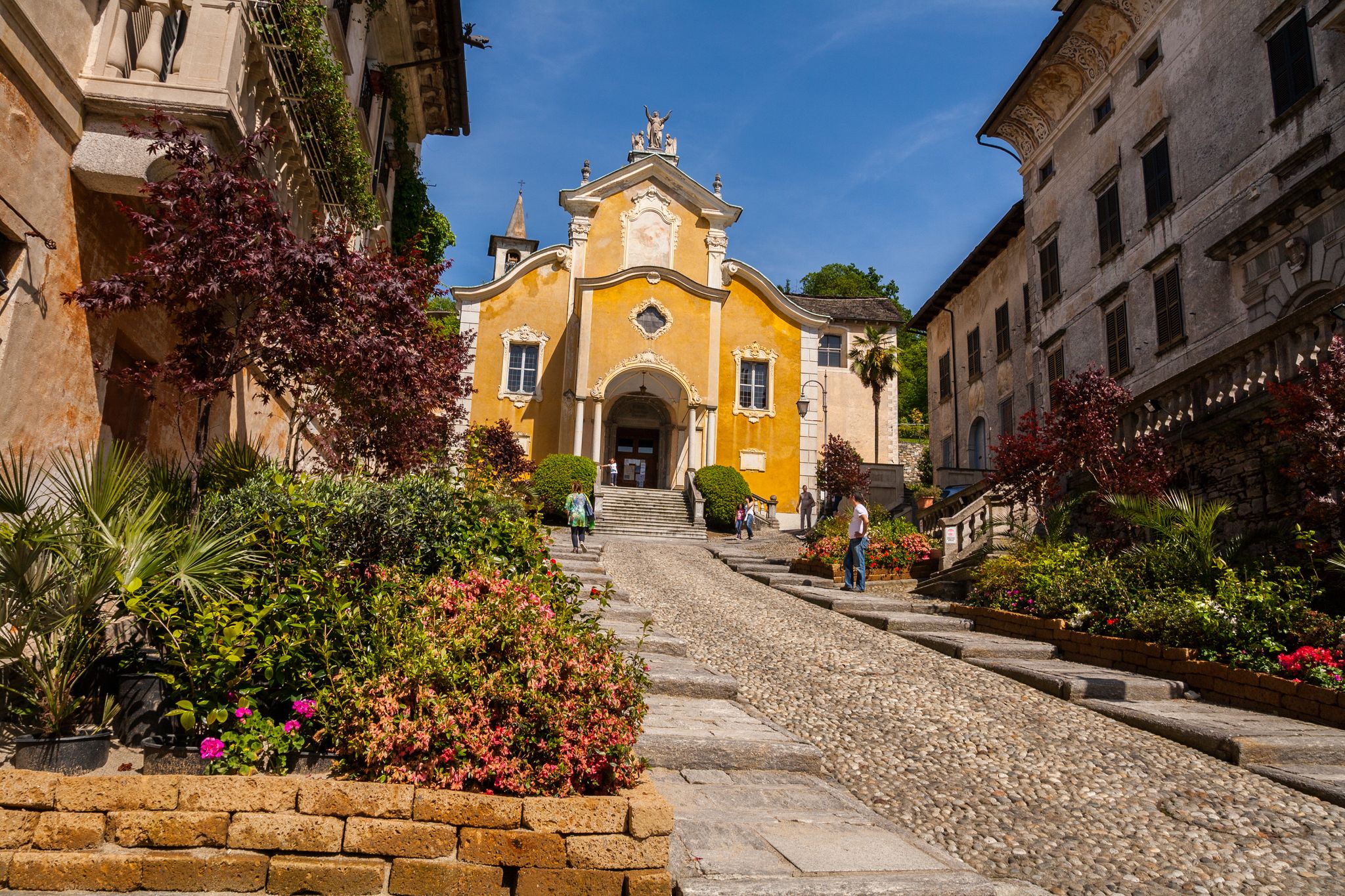 Glimpses of the historical center of Orta San Giulio , Lake d ' Orta , Novara , Piedmont , Italy