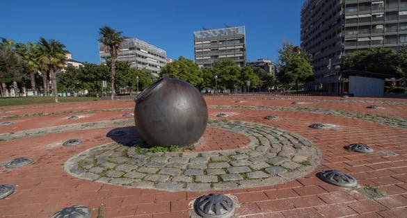 Gardens of L'Hospitalet de Llobregat. Park of the center of the town. Plaza de Lluís Companys i Jover. Barcelona. Catalonia. Spain. Leisure space