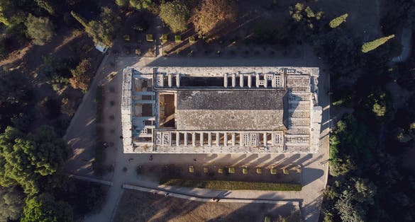 photo of view of Aerial drone photo of iconic Temple of Hephaestus one of the most well preserved in Greece.